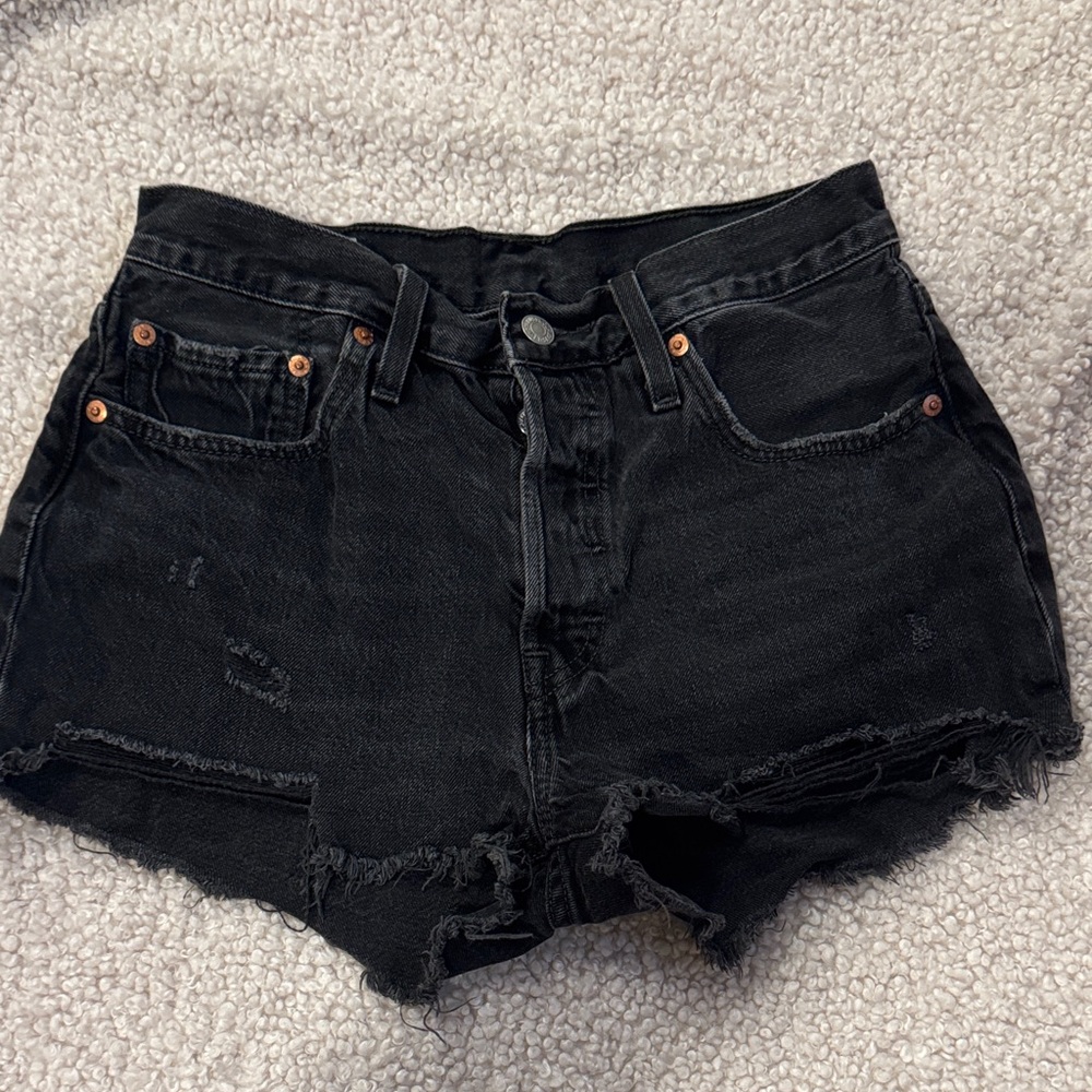 Black Levi’s Distressed Denim Shorts